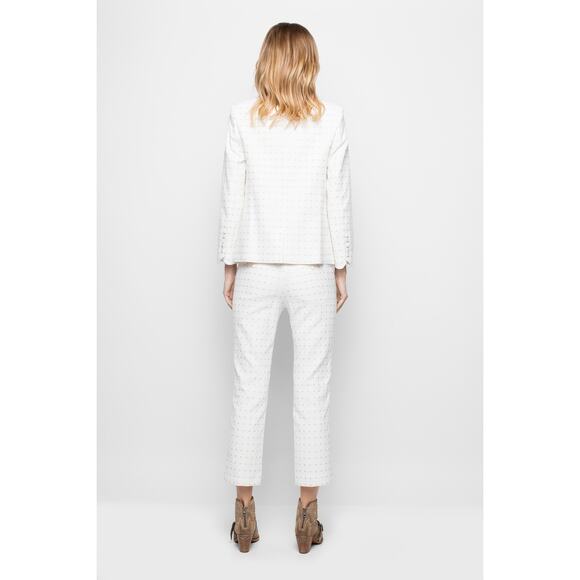 ZADIG & VOLTAIRE Posh Flower Deluxe Pants Womens S White Jacquard Straight Crop - Picture 2 of 15